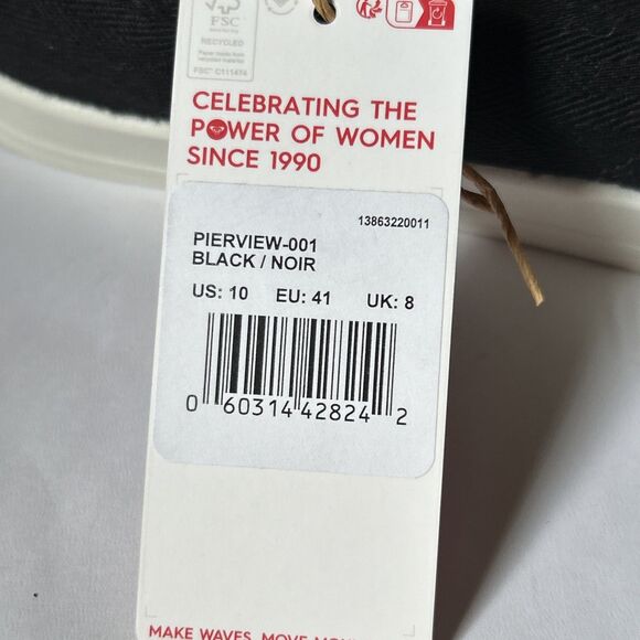 Roxy Pierview Black Canvas Lace Up Low Top Cushion Sneaker‎ Sz 10 New w/Tag NWOB - Picture 14 of 15